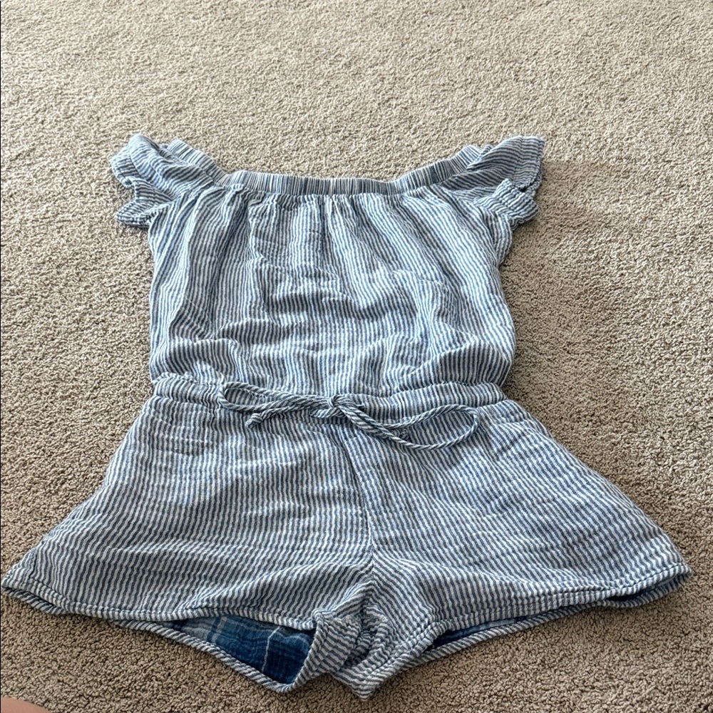 Bella Dahl Blue and White Striped Romper